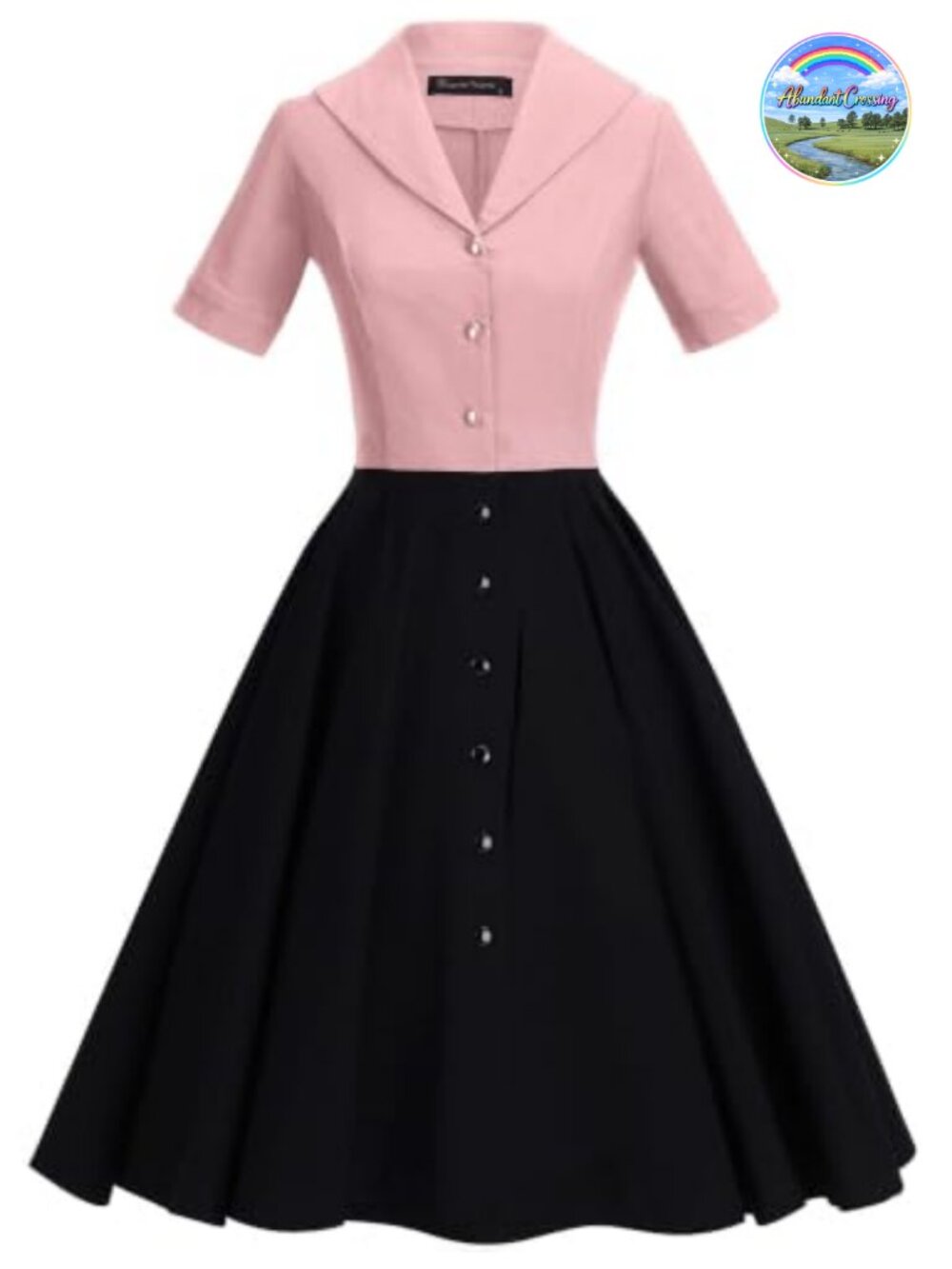Vintage 1950s Swing Dress A-Line Short Sleeve Cocktail Party
